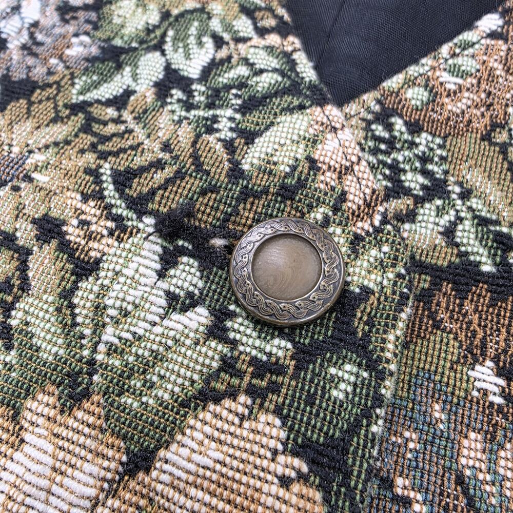 Vintage LL Bean Vest Womens 16 Floral Tapestry Button Front Belted Lined USA - Picture 12 of 15